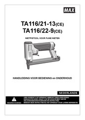 Max TA116/22-9CE Handleiding Voor Installatie, Bediening En Onderhoud