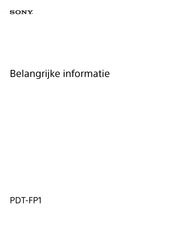 Sony PDT-FP1 Belangrijke Informatie