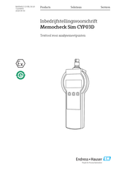 Endress+Hauser Memocheck Sim CYP03D Handleiding Voor Inbedrijfstelling