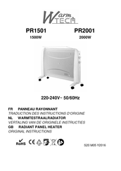 Warmtech PR1501 Instructies