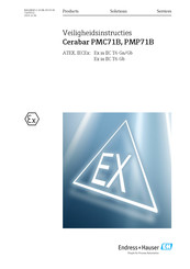Endress+Hauser Cerabar PMC71B Bedienings- En Veiligheidsinstructies