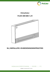 Procalor ClimaCalor ProVC 300 L Installatie- En Bedieningsinstructies