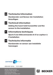 Becker Centronic Plus Technische Informatie En Montagehandleiding