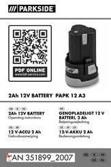 Parkside 351899 2007 Gebruiksaanwijzing