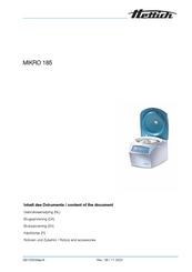 Hettich MIKRO 185 Gebruiksaanwijzing