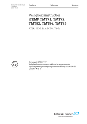 Endress+Hauser iTEMP TMT85 Bedienings- En Veiligheidsinstructies