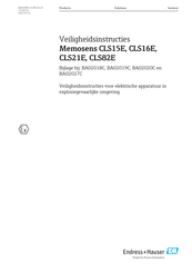 Endress+Hauser Memosens CLS15E Bedienings- En Veiligheidsinstructies