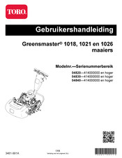 Toro Greensmaster 1026 Gebruikershandleiding