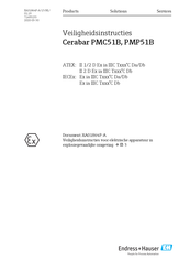 Endress+Hauser Cerabar PMP51B Bedienings- En Veiligheidsinstructies
