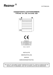 Reznor ML 1515 Installatie- En Inbedrijfstellingshandleiding