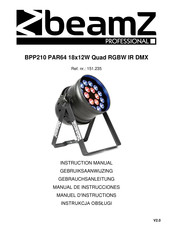 Beamz professional BPP210 PAR64 18x12W Quad RGBW IR DMX Gebruiksaanwijzing