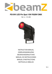 Beamz PS10W LED Pin Spot 10W RGBW DMX Gebruiksaanwijzing