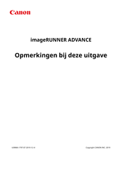 Canon imageRUNNER ADVANCE Series Aanvullende Handleiding