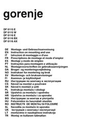 Gorenje DF 6116 AX Montagevoorschrift En Gebruiksaanwijzing