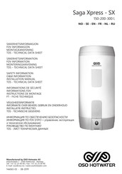 OSO HOTWATER Saga Xpress SX 200 Instructies Voor Installatie, Gebruik En Onderhoud