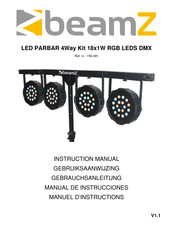 Beamz LED PARBAR 4Way Kit 18x1W RGB LEDS DMX Gebruiksaanwijzing