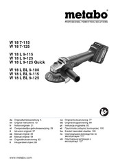 Metabo W 18 L BL 9-100 Oorspronkelijke Gebruiksaanwijzing