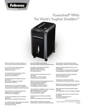 Fellowes Powershred 99Ms The World's Toughest Shredders Instructies