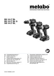 Metabo BS 18 LT BL Originele Gebruiksaanwijzing