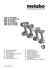 Metabo SSW 18 LTX 800 BL Gebruiksaanwijzing