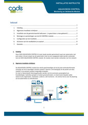 Cadis AQUAVISION CONTROL Installatie-Instructie