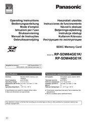 Panasonic RP-SDW64GE1K Gebruiksaanwijzing