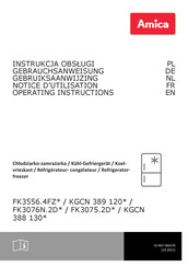 Amica FK3075.2D Series Gebruiksaanwijzing