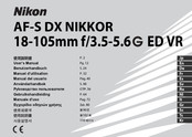 Nikon AF-S DX NIKKOR 18-105mm f/3.5-5.6 ED VR Gebruikershandleiding