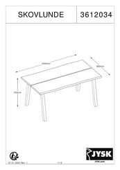Jysk SKOVLUNDE 3612034 Handleiding