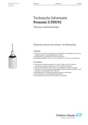 Endress+Hauser Prosonic S FDU91 Technische Handleiding