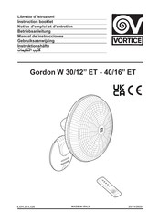 Vortice Gordon W 30/12 ET Gebruiksaanwijzing