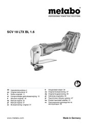 Metabo SCV 18 LTX BL 1.6 Gebruiksaanwijzing