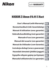 Nikon NIKKOR Z 58mm f/0.95 S Noct Gebruikershandleiding