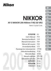 Nikon AF-S NIKKOR 200-400mm f/4G ED VR II Gebruikshandleiding