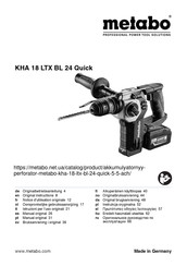 Metabo KHA 18 LTX BL 24 Quick Gebruiksaanwijzing