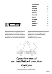 Vetus BOW28548D Bedienings- En Installatiehandleiding