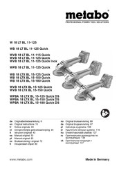 Metabo W 18 LT BL 11-125 Gebruiksaanwijzing