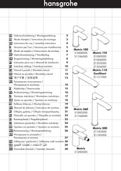 Hansgrohe Metris 110 31203000 Gebruiksaanwijzing