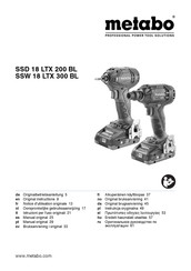 Metabo SSD 18 LTX 200 BL Oorspronkelijke Gebruiksaanwijzing