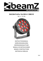 Beamz professional BAC504 ProPar 12x12W 4-1 DMX IR Gebruiksaanwijzing