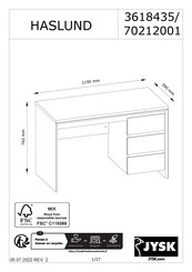 Jysk HASLUND 70212001 Handleiding