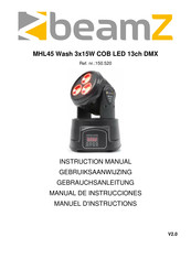 Beamz MHL45 Wash 3x15W COB LED 13ch DMX Gebruiksaanwijzing