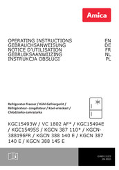 Amica VC 1802 AF Series Gebruiksaanwijzing