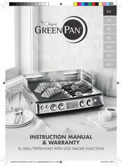 GreenPan XL GRILL/TEPPANYAKI MET LESS SMOKE-FUNCTIE Handleiding