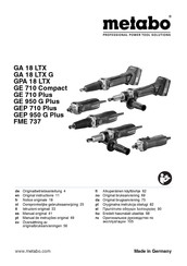 Metabo GE 950 G Plus Oorspronkelijke Gebruiksaanwijzing