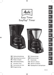 Melitta Easy Timer Gebruiksaanwijzing