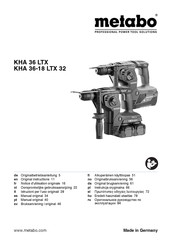 Metabo KHA 36 LTX Oorspronkelijke Gebruiksaanwijzing