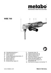 Metabo WBE 700 Gebruiksaanwijzing