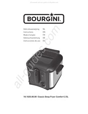 Bourgini Classic Deep Fryer Comfort 2.5L Gebruiksaanwijzing