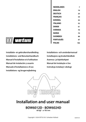 Vetus BOW6012D Installatie- En Gebruikershandleiding